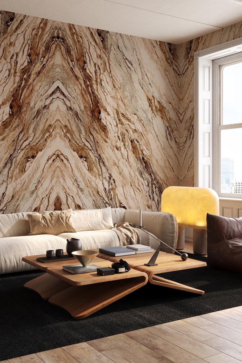 Mirrored Marble Golden Ochre
