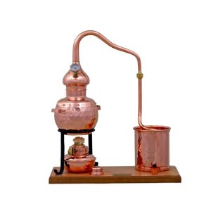Destillationsapparat, destillator, destillationsutrustning – premium, med spritbrännare och termometer, 0,7 liter