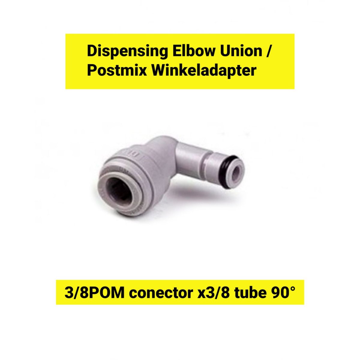 Postmix-vinkeladapter 3/8 POM-anslutning x 3/8 rör 90° - Bild 2