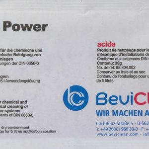 Bevi Power rengöringsmedel, rengöringspulver – surt, för dispensersystem, rengöring av kemikalieledningar – 30 g