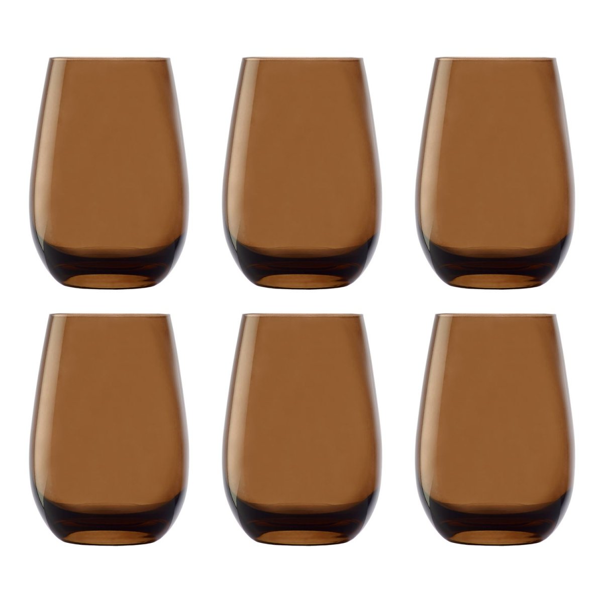 Vattenglas, dricksglas, juiceglas – färgade, Elements, 6-pack, bruna, 465 ml