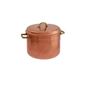 Kastrull i hamrad koppar med handtag, 24 cm
