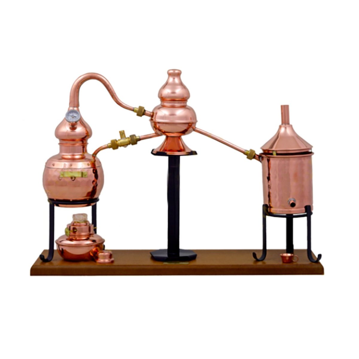 Destillationsapparat, destillator, destillationsutrustning – Charentais Premium, med spritbrännare och termometer, 0,7 liter