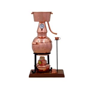 Destillationsapparat, destillator, destillationsutrustning – Alquitara Premium, med spritbrännare och termometer, 0,7 liter
