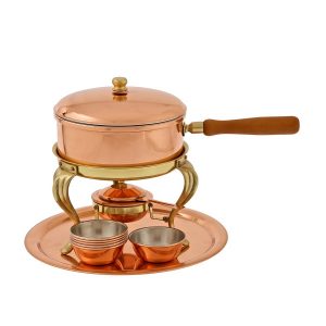 Fonduegryta, komplett fonduegryta – tillverkad i koppar med ett tennöverdrag