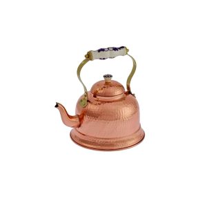 Kopparkanna, kopparkanna – hamrad, med porslinshandtag, 1,5 l