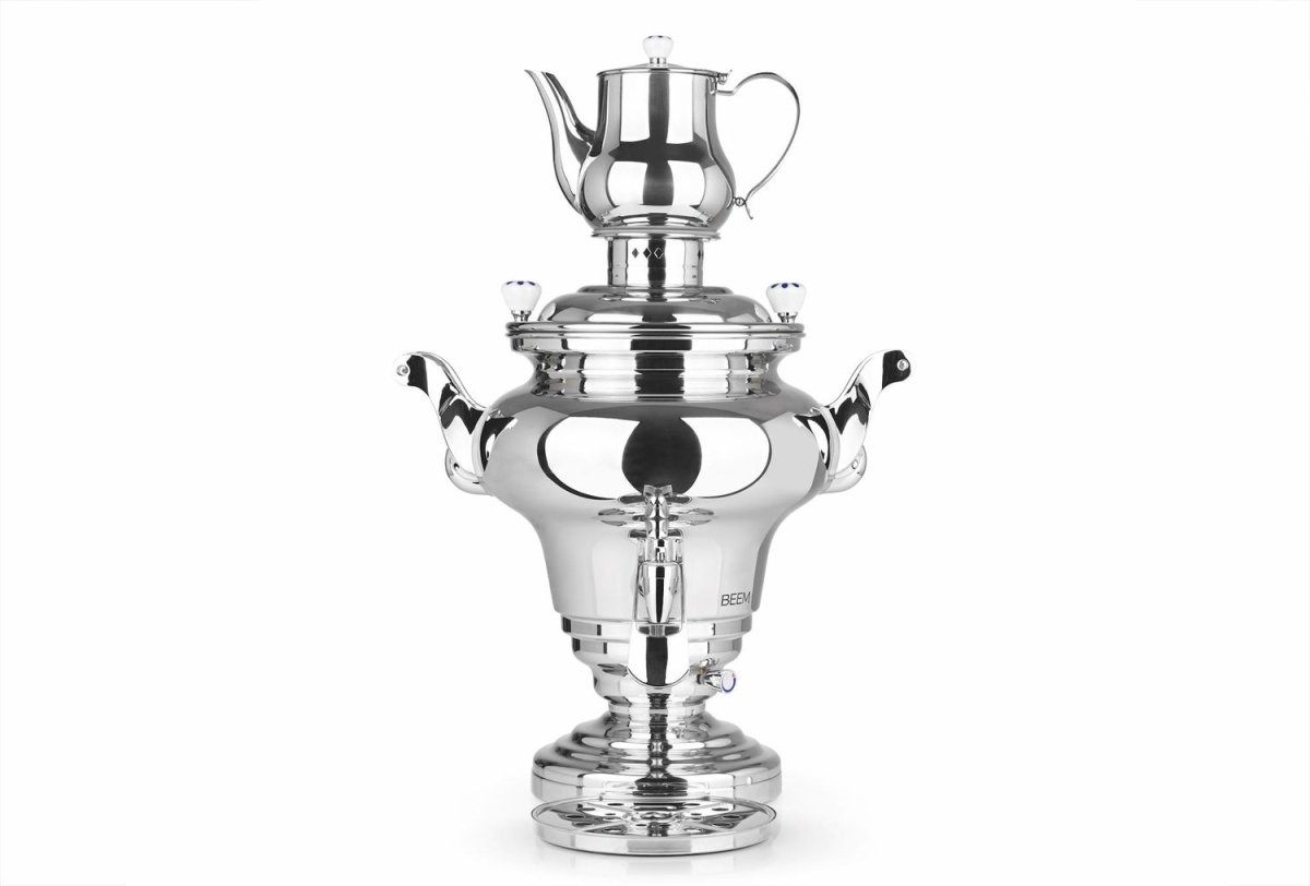 Samovar med vattenkokare, samovar-tekanna – Royal, med utlopp, rostfritt stål, 15 l - Bild 2