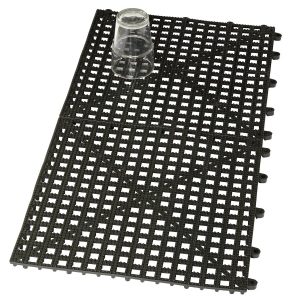 Robust dräneringsmatta i gummi – 31,5 x 31,5 cm, ihopsättbar, svart – 2-pack